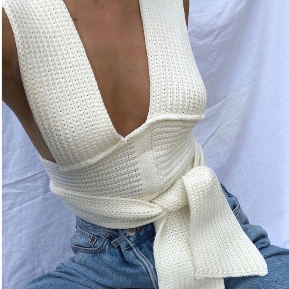 White Cream Simonett Nanu Sweater Wrap Top